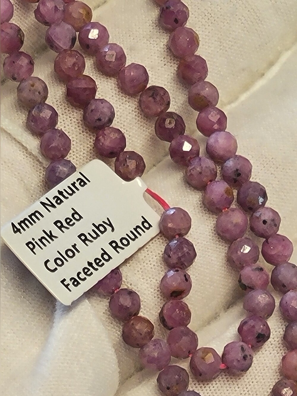 18pcs Natural Ruby Faceted Beads Pre Drilled - 4mm